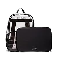 Steve Madden Women's Clear Backpack with Tech Pouch, Black, One Size