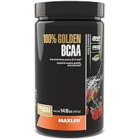 Maxler 100% Golden BCAA Powder - Intra & Post Workout Recovery Drink for Accelerated Muscle Recovery & Lean Muscle Growth - 6 g Vegan BCAAs Amino Acids - 60 Servings - Strawberry