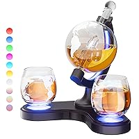 Gifts for Men Dad, Kollea 30.4 Oz Whiskey Globe Decanter Set with 7 Color RGB Light, Unique Anniversary Birthday Gifts Ideas for Men Dad, Cool Vodka Boubon Liquor Dispenser for Home Bar