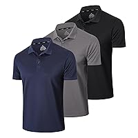 Gaiatiger Pack of 3 Men's Short Sleeve Slim Lightweight T-Shirt with Casual Collar Breathable Hygroscopic Polo Shirts for Men Golf Polo Shirts Men