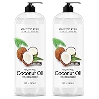 Majestic Pure Fractionated Coconut Oil - Relaxing Massage Oil, Liquid Carrier for Diluting Essential Oils Skin, Lip, Body & Hair Moisturizer Softener 16 fl oz Set of 2