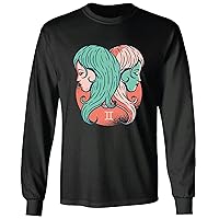 Astrology Gift for Gemini Zodiac Sign Lovers Black and Muticolor Unisex Long Sleeve T Shirt