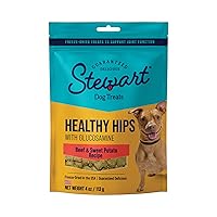 Stewart Freeze Dried Dog Treats, Healthy HIPS Beef & Sweet Potato, Made with Glucosamine Chondroitin, Grain Free, 4 Ounce Resealable Pouch, Made in USA
