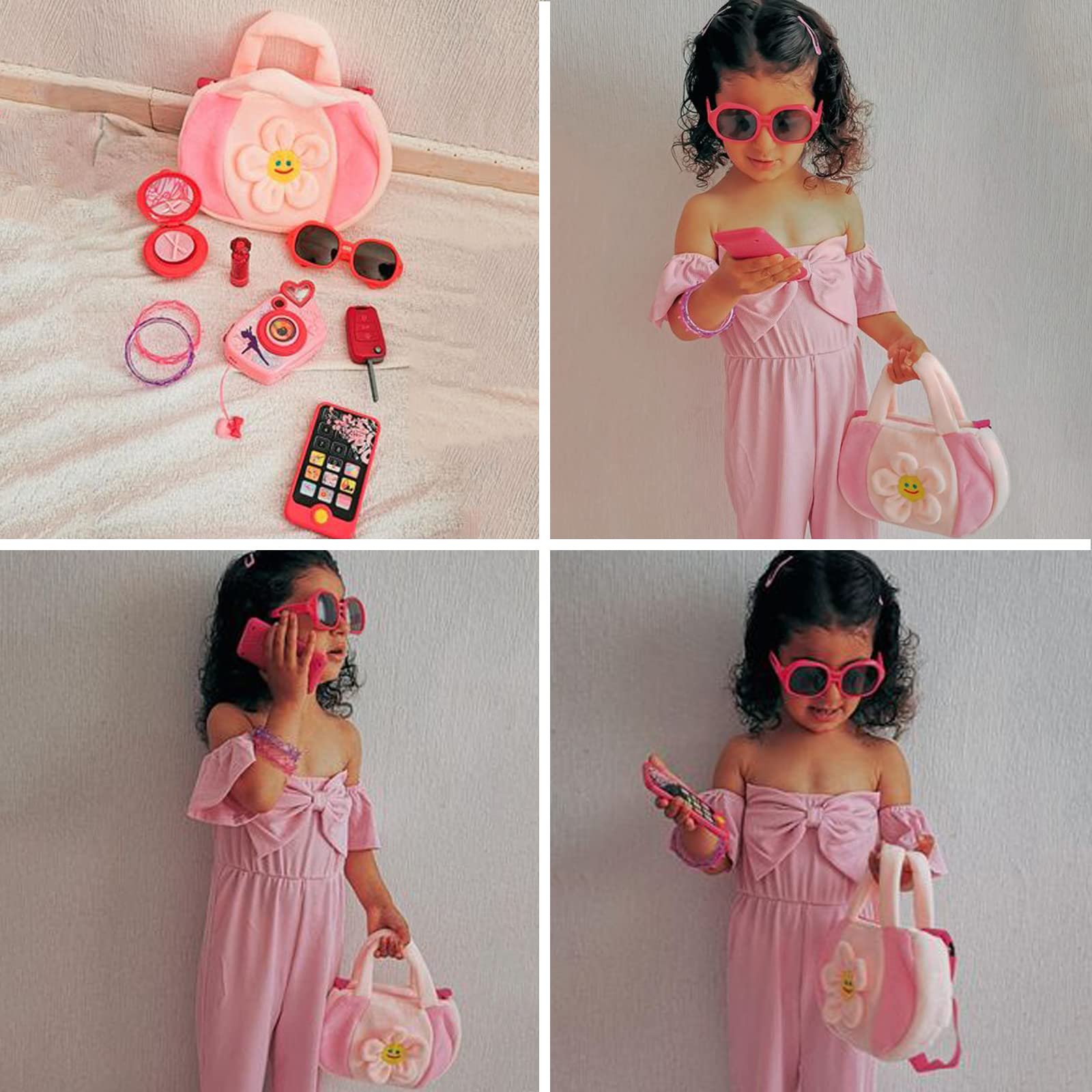 SainSmart Jr. Toddler Purse My First Purse with Pretend Play Set for Princess 9 PCS, Pink