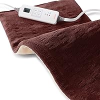 Sunbeam XL Back, Neck, and Shoulder Heat Therapy, 12 x 24 with Auto Shut Off, 6 Settings, Machine-Washable, Comfortable Microplush Fabric - Burgundy