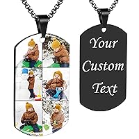 Fanery sue Custom Multi Pictures Dog Tag Necklace for Men Women, Personalized Memorial Photo Necklace with Picture