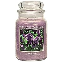 Village Candle Spring Lilac Large Glass Apothecary Jar, Scented Candle, 21.25 oz., Purple