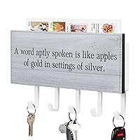 A Word Fitly Spoken is Like Apples of Gold Key Holder Wall Mount Key Hooks Holder Family Prayer Self Adhesive Key Organizer Rustic Decorative for Entryway Hallway Office 7x4 inch