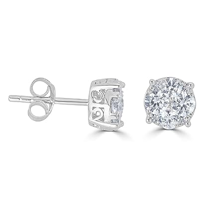 1/2Ct Diamond Stud Earrings Set in Sterling Silver