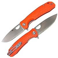 Honey Badger Large Drop Point Pocket Knife, Folding Utility EDC, Pocket Carry Hunting, Survival, Camping Knife, Reversible Pocket Clip - 3.63