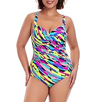Ocean Blues Women’s Plus Size One Piece Bathing Suit Tummy Control One Piece Swimsuit
