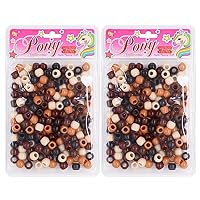 Beads Jewelry Making Kit DIY Hair Braiding Bracelet Ornaments Crafts Large Round Pony +2 Beaders Included (Brown Assorted - 410 Pcs)