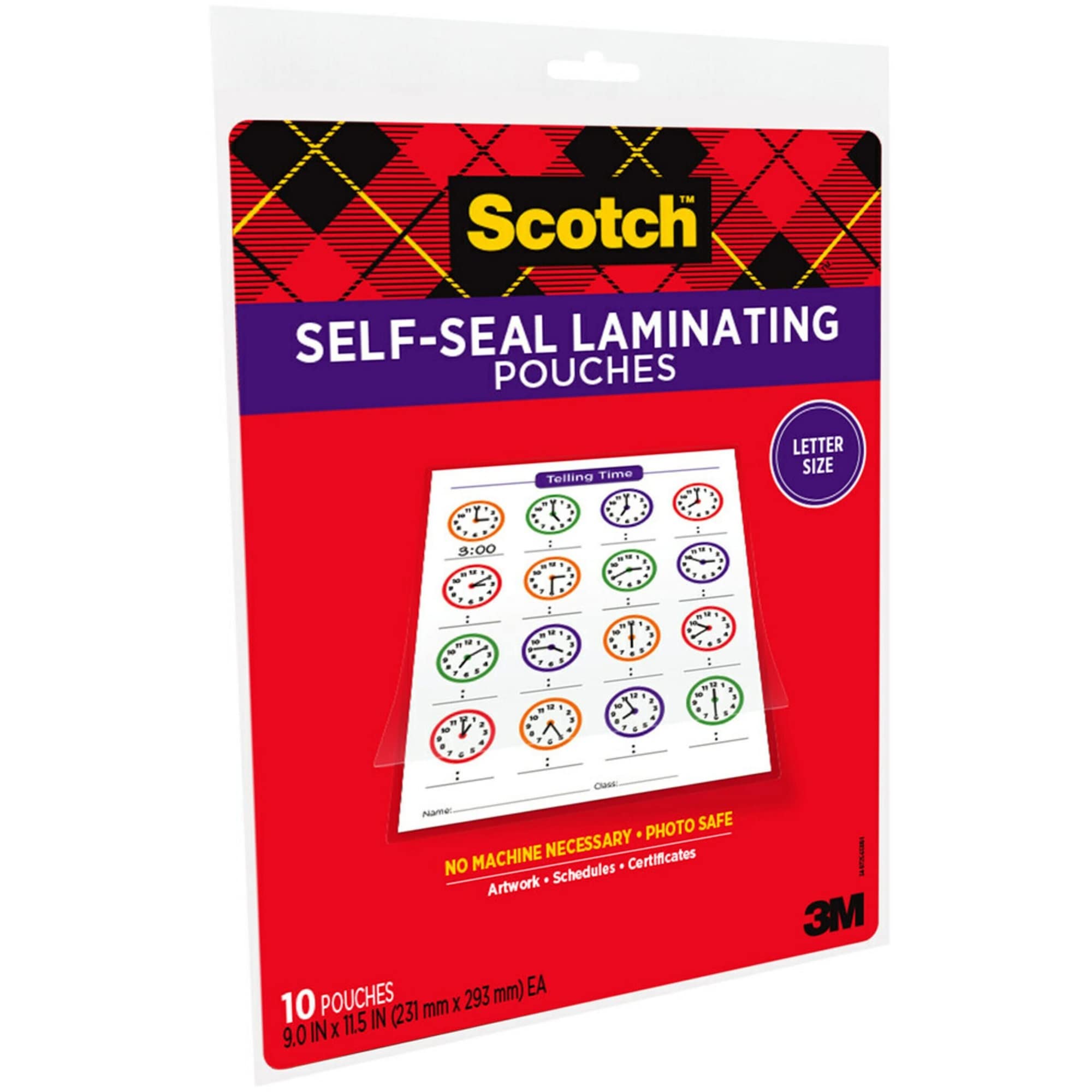 Scotch™ Self-Sealing Laminating Pouches, LS854-10G, 9