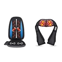 Comfier Back Massager Neck Massager Bundle | Deep Tissue Kneading Massage Seat Cushion, Massage Chair Pad for Full Back Pain Relief, Electric Body Massager for Home or Office Chair use