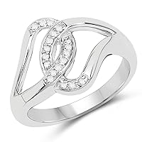 0.12 Carat Genuine White Diamond .925 Sterling Silver Ring