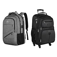 MATEIN Travel Laptop Backpack & Rolling Backpack with 4 Wheels, 17 inch Roller Travel Laptop Backpack for Women Men, Large Wheeled Backpacks Water Resistant Business Carry on Luggage