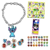 Disney Lilo and Stitch Jewelry for Toddler Girls - Stitch Accessories Bundle with Charm Bracelet, Rings, Sticker Earrings, Stickers and More | Lilo and Stitch Bracelet Set