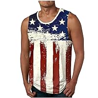4th of July Stars Stripes Tank Tops Mens 1776 Independence Day Patriotic Sleeveless T-Shirts Workout Muscle Tanks