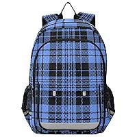ALAZA Blue and Black Tartan Plaid Scottish Casual Backpack Bag Travel Knapsack Bags