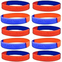 10 Red And Blue Ribbon Awareness Bracelets - Medical Grade Silicone - Latex and Toxin Free - 10 Bracelets - Show Your Support For Congenital Heart Diseases, Hypoplastic Left Heart Syndrome Hypoplastic Right Heart Syndrome, Noonan Syndrome, Pulmonary Fibrosis, Tricuspid Atresia
