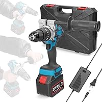 Electric Drill Household 80Nm Multifuctional 21V Electric Drill 2 Speed Control 3 Working Modes Stepless Speed Regulation Rotation Ways Adjustment 20 Gears of Torques Adjustable Mini Screwdriv.