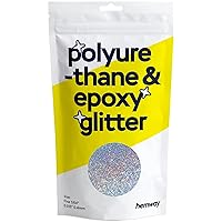 Hemway Polyurethane & Epoxy Glitter Metallic Glitter Crystals for Epoxy Resin Crafts, Tumblers, Arts, Crafts, Internal and External 500g / 17.6oz - Silver Holographic