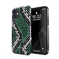 BURGA Phone Case Compatible with iPhone 12 - Hybrid 2-Layer Hard Shell + Silicone Protective Case -Emerald Cobra Savage Green Snake Skin - Scratch-Resistant Shockproof Cover