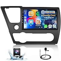 2+64G Android 13 CarPlay Stereo for 2013-2017 Honda Civic(LHD), Wireless CarPlay Radio with Android Auto, 9'' Touch Screen in-Dash GPS Navigation Support Mirror Link BT HiFi WiFi RDS SWC