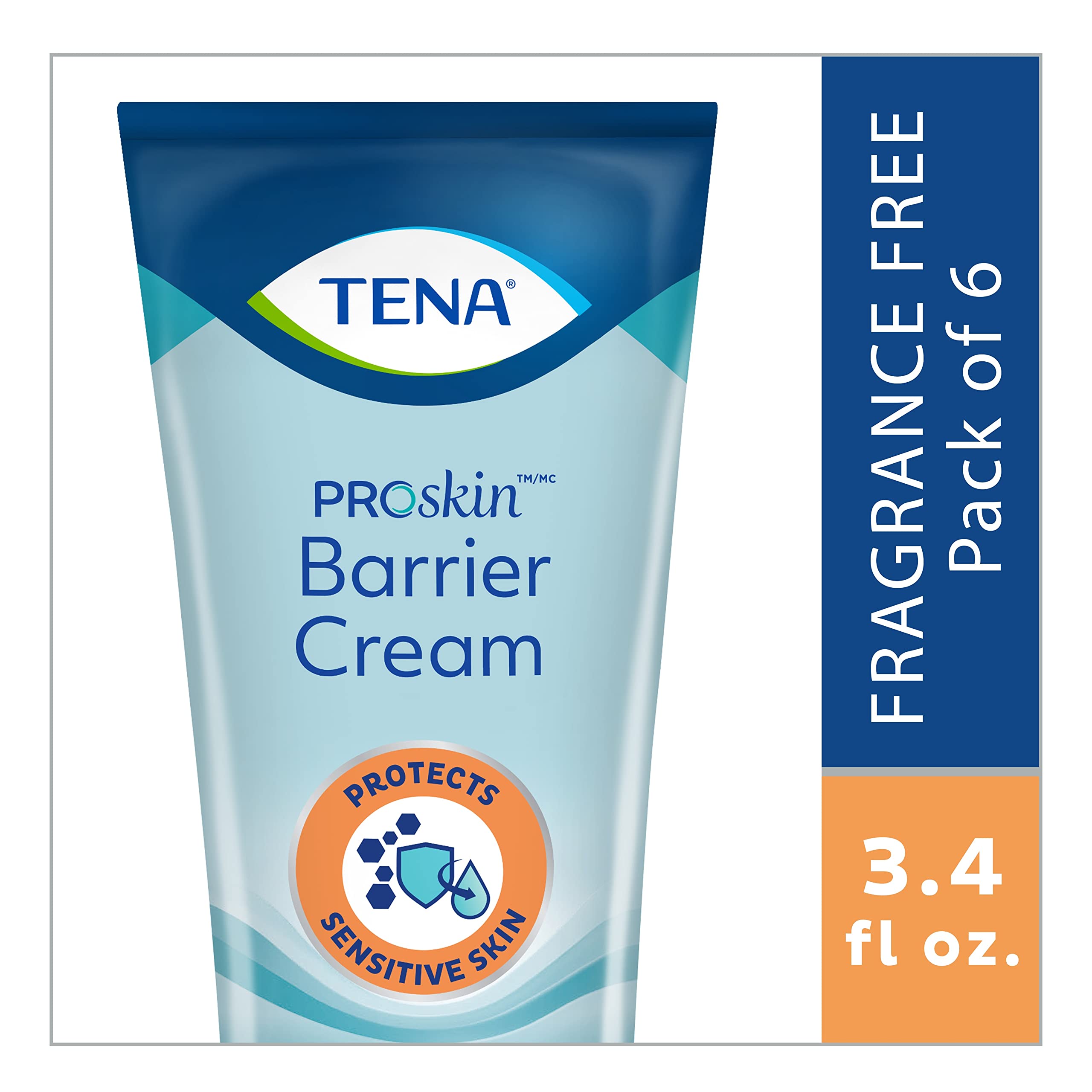 TENA Barrier Cream for Chafing Protection, ProSkin, 3.4 oz, Pack of 6