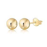 MASSETE Gold Ball Stud Earrings for Women and Girls | 10k, 14k | White Yellow or Rose Gold | 5mm -12mm | Nickel Free