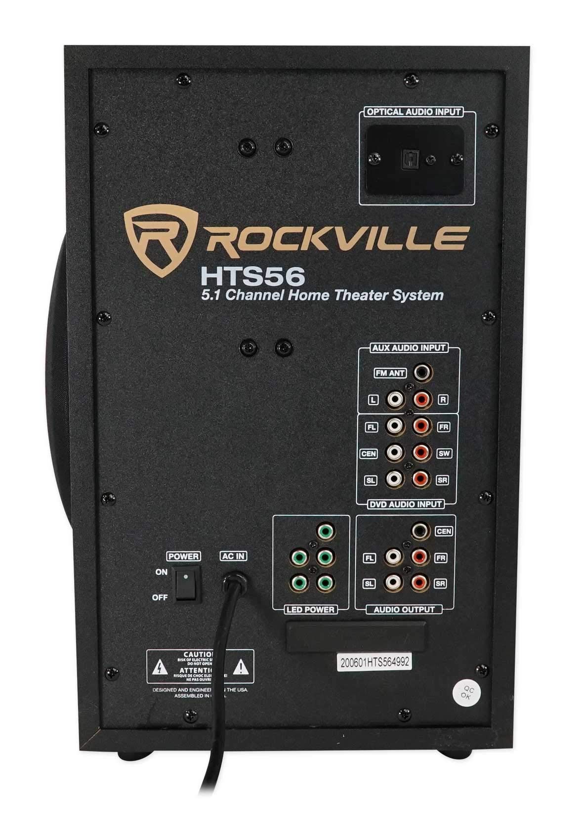 Rockville HTS56 1000w 5.1 Channel Home Theater System/Bluetooth/USB+8