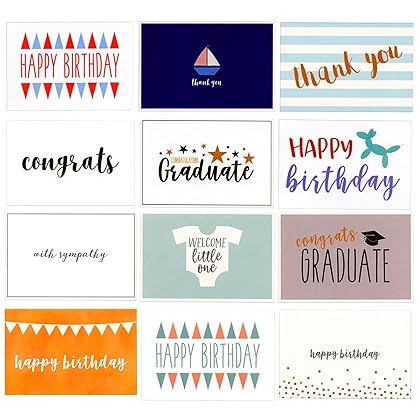 48-Pack Assorted All Occasion Greeting Cards with Envelopes, Box Set for Birthday, Thank You, Wedding, Graduation, Congrats, Blank Inside, 48 Assorted Designs (4x6 in)