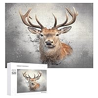 Wooden Puzzle Animal Deer Jigsaw Puzzle 500 Pieces Personalized Picture Puzzle Family Decoration Puzzle for Adult Family Wedding Graduation Gift