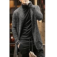 Mens Knitted Sweater Cardigan - Casual Loose Cardigan Long Pocket Thicken Warm Coat Jacket, Windbreaker Plus Size Sweater Top Clothing Youth Autumn Outerwear,Gray,Small