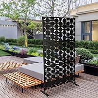 Outdoor Privacy Screen 6.2FT Height Checker Pattern Privacy Screen Panels Decorative Panels Freestanding Outdoor Privacy Fence Screens for Patio, Balcony, Garden, Porch, Black