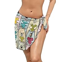 Cute Bear Women's Short Sarongs Beach Wrap Bikini Cover Up S
