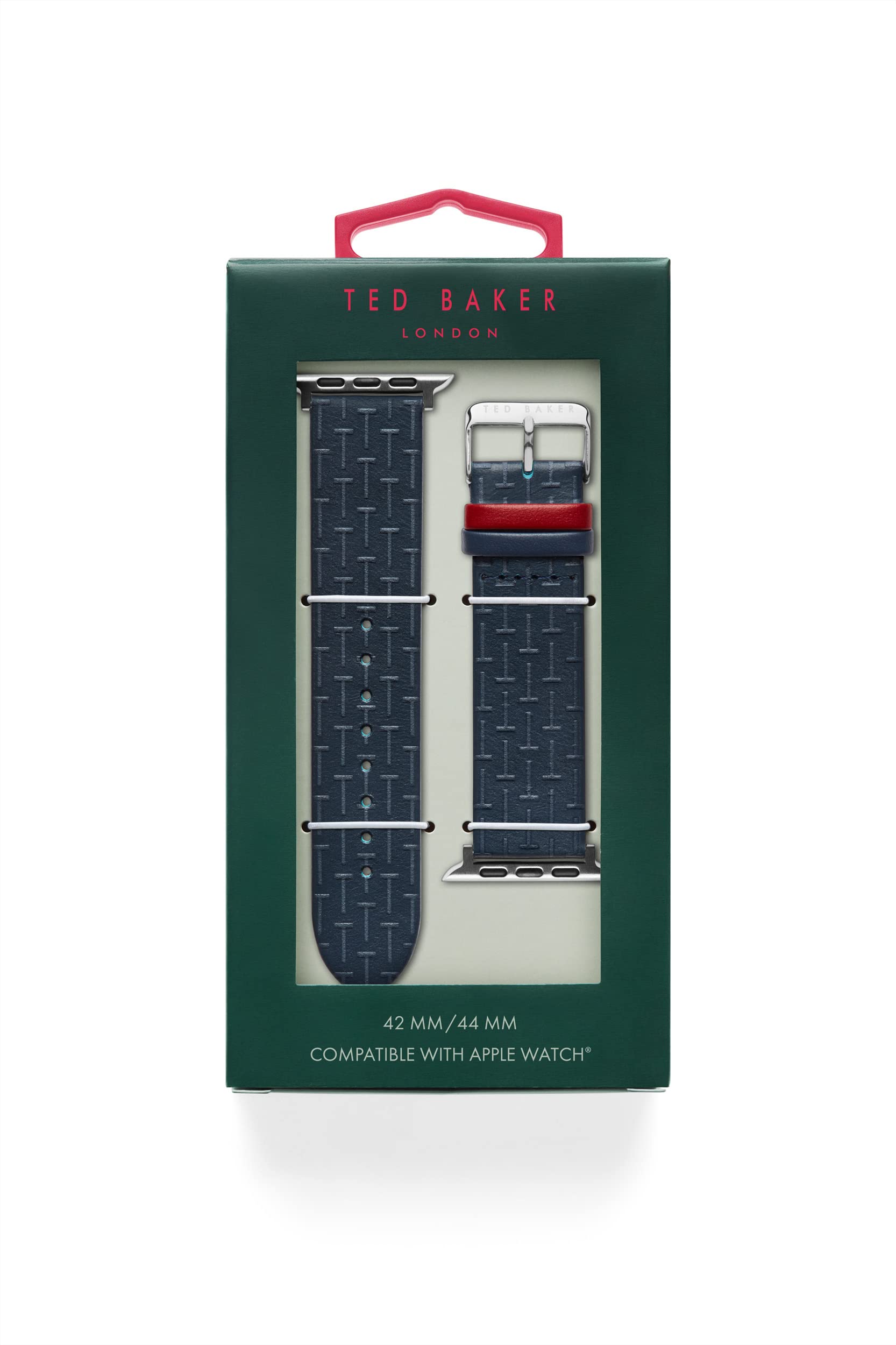 Ted Baker Blue T-Embossed Leather Strap Red Keeper for Apple Watch® (Model: BKS42F132B0)