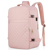 MOMUVO Large Travel Backpack Women, Flight Approved Carry On Backpack, Water Resistant Anti-Theft Large Casual Daypack Fit 17 Inch Laptop with USB Charging Port, Pink