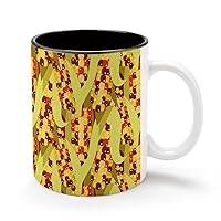 Flint Corn Pattern 11Oz Coffee Mug Personalized Ceramics Cup Cold Drinks Hot Milk Tea Tumbler with Handle and Black Lining