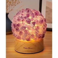 Nice Dream Amethyst Crystal Lamp, Healing Crystals Night Light with Wooden Base, Amethyst Crystal Ball Table Lamp for Meditation, Yoga,Amethyst Gift for Valentine's Day, Valentines Day Gifts for her