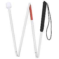 Blind Cane Mobility Stick - Reflective Red and White Cane with Marshmallow Ball Tip, Seeing and Sight Impaired Foldable Blind Walking Stick for Visually Impaired Men and Women