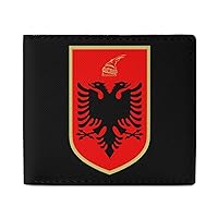 Albanian Flag Coat of Arms Wallet for Women & Men Bifold Leather Graphic Card Coin Purse One Size