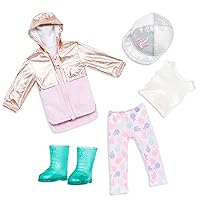 Glitter Girls – Outfit for 14-inch Dolls – Shimmering Jacket & Ball Cap – Rain Boots, Leggings & Top – Toys for Kids 3 Years+ – Peace & Love