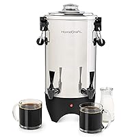HomeCraft 45-Cup Coffee Urn and Hot Beverage Dispenser with Double Dripless Faucet, Quick-Brewing, Stainless Steel