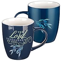 Christian Art Gifts Ceramic Coffee & Tea Mug 13 oz Microwave/Dishwasher Safe Scripture Mug for Women: The Lord Refreshes My Soul - Psalm 23:3 Inspirational Bible Verse with Olive Branch