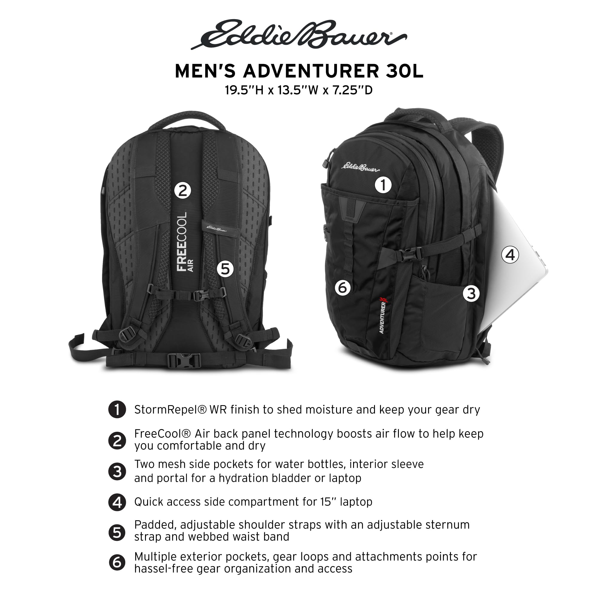 Eddie Bauer Men's Adventurer 30L Daypack, Storm, One Size