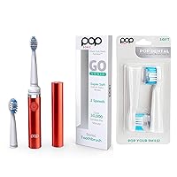 Pop Sonic Electric Toothbrush (Metallic Red) Bonus 2 Pack Replacement Heads- Travel Toothbrushes w/AAA Battery | Kids Electric Toothbrushes with 2 Speed & 15,000-30,000 Strokes/Minute