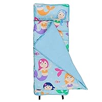 Wildkin Microfiber Nap Mat with Reusable Pillow for Boys and Girls, Perfect for Daycare and Preschool Toddler Sleeping Mat, Soft Cotton Blend Materials Nap Mat for Kids (Mermaid)