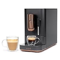 Café Affetto Automatic Espresso Machine + Milk Frother | Built-In & Adjustable Espresso Bean Grinder | One-Touch Brew in 90 Seconds | Matte Black, 1.2 Liter, (C7CEBBS3RD3)
