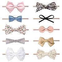 Baby Girl Headbands and Bows, Newborn Infant Toddler Nylon Hairbands Hair Accessories